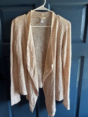 Chico's Cream Open-Front Draped Knit Cardigan